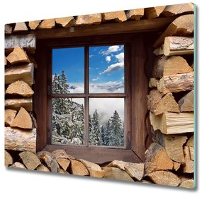 Üveg vágódeszka Winter az ablakon 60x52 cm