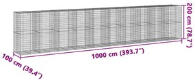 horganyzott vas gabion kosár fedéllel 1000 x 100 x 200 cm