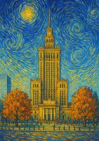 Poszter 30x40 cm Varsó Van Gogh kultúr- és tudománypalota
