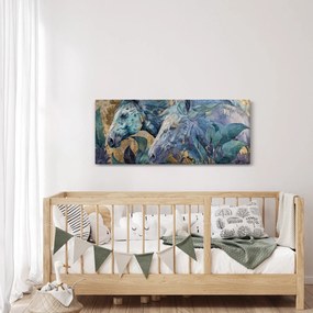 Kép - Lovak arany háttérrel (120x50 cm)