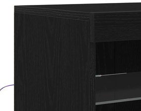 LED világítással ellátott fekete tölgy oldalszekrény 60x37x67 cm