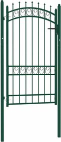 vidaXL zöld acél kerítéskapu cövekekkel 103 x 134,5 cm