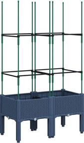 vidaXL kékszürke polipropilén rácsos kerti ültetőláda 80 x 40 x 142,5 cm