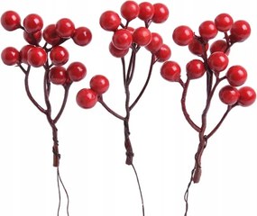 Galagonya Ág Műfenyő Piros gyümölcs dekoráció Koszorú 19 cm 12 db