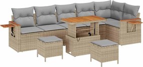vidaXL Kerti Kanapé Szett párnával 9 pcs Beige és Világosszürke