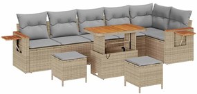 vidaXL Kerti Kanapé Szett párnával 9 pcs Beige és Világosszürke