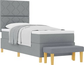 vidaXL Boxrugós ágy matracmal Világosszürke 80 x 200 cm szövet