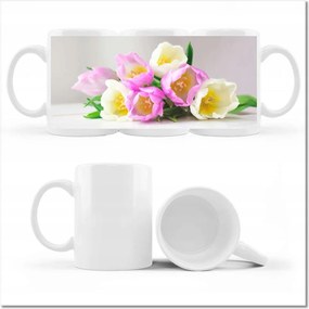 Nyomott mintás bögre Finom tulipánok