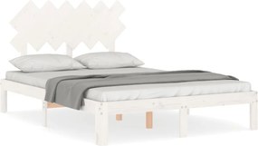 vidaXL fehér tömör fa ágykeret fejtámlával Double