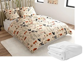 Mikroplüss ágyneműhuzat szett PAPAVA krém színű + mikroplüss lepedő SOFT 180x200 cm fehér, franciaágyhoz