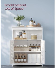 Szabadon álló ajtós szekrény, fürdőszobai padlószekrény 60 x 30 x 80 cm, fehér