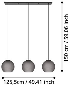 Eglo 390214 - Csillár zsinóron ARANGONA 3xE27/40W/230V füstös