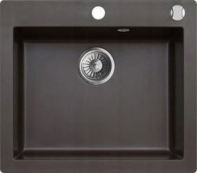 Gránit Mosogató Egykamrás Barna 57x50 Annie 60 Szifon Szett