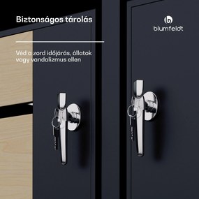 Blumfeldt BinSafe, szemétkosár tároló doboz, 2 szemétkosár, 240 l, zárható, időjárásálló horganyzott acél, beültethető tető