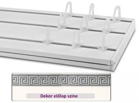 Fehér-ezüst görög mintás 45 mm-es előlapos háromsoros műanyag mennyezeti sínes karnis 250 cm-es szett