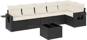 vidaXL 7 részes fekete polyrattan kerti ülőgarnitúra párnával