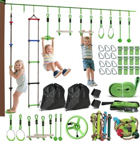 AIYAPLAY Ninja Slackline 10m Gyerekeknek - Ninja Warrior Akadálypálya Készlet | Aosom