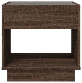 barna tölgy végtelen hatású LED-es dohányzóasztal 50x50x50 cm