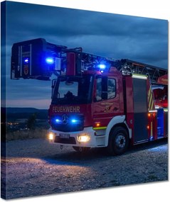 Vászonkép 30x30 Tűzoltóautó a jelzésen