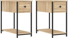 vidaXL 2 db sonoma tölgy színű szerelt fa éjjeliszekrény 30x60x60 cm