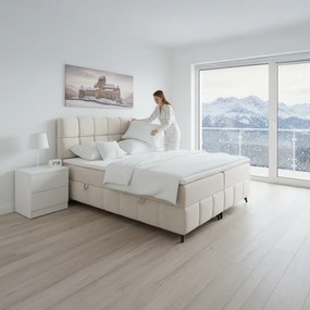 Boxspring ágy, 180x200, bézs, ALMA