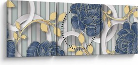 Kép - Rózsák és körök (órával) (90x30 cm)