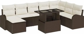 vidaXL Kerti Kanapé Szett párnával 9 pcs Barna és krémszínű