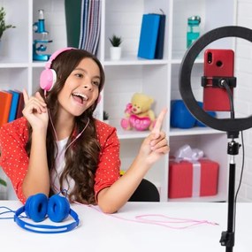 LED Dimmelhető lámpa állvánnyal és tartóval a vlogozáshoz LED/15W/5V 2700-6500K