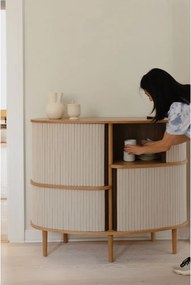 Bézs-natúr színű szekrény tolóajtóval, tölgyfa dekorral 120x100x50 cm Audacious – UMAGE