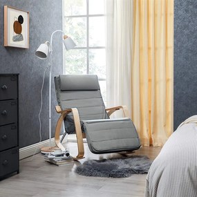Hintaszék, 5 fokozatú állítható lábtartó, relaxációs szék, 150 kg-ig terhelhető, világosszürke