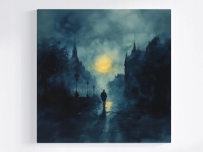Poszter Város Utca Hold Éjszaka Sötétség Séta 80x80