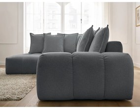 Sötétszürke zsenília kinyitható-tárolóhelyes sarokkanapé (bal oldali-L alakú) Everest – Bobochic Paris