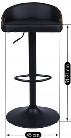 Elegáns Bárszék Fekete Eco-bőr Kárpittal. KANSAS