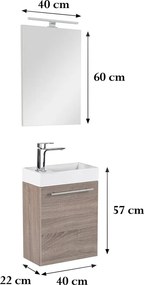 Fantastic fürdőszoba bútor Melanie tükörrel, yorki tölgy színben