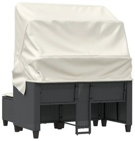 vidaXL 2 személyes fekete polyrattan kerti kanapé baldachinnal/székkel