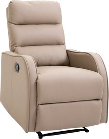 HOMCOM Manuálisan Dőlést Segítő Relaxációs Fotel PU Kárpitozással, Retraktálható Lábpihentetővel, Extra Párnázott Üléssel és Hátlappal, 65x89x100 cm,