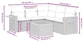 6 részes bézs polyrattan kerti ülőgarnitúra párnával