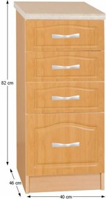 Konyhaszekrény, alsó, égerfa, LORA MDF NEW KLASIK S40SZ4