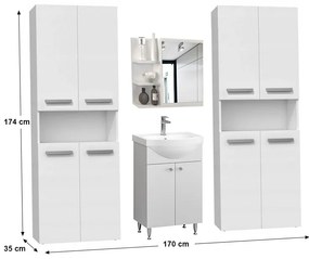 Adino Lungo fürdőszoba bútor szett Gilda II New alsószekrénnyel, mosdóval, Adino tükrös szekrénnyel