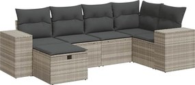 vidaXL 6 részes világosszürke polyrattan kerti ülőgarnitúra párnákkal