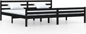 vidaXL fekete tömör fa ágykeret 200x200 cm