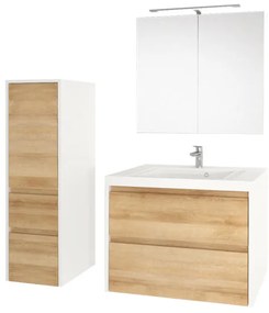 Mereo Mereo, Opto, fürdőszoba szekrény kerámia mosdóval 61 cm, riviera tölgy, MER-CN920
