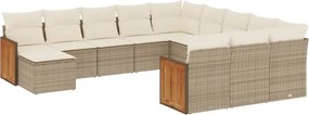 vidaXL 12 részes bézs polyrattan kerti ülőgarnitúra párnákkal