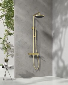AREZZO design ELEGANT 3 funkciós termosztatikus zuhanyrendszer, szálcsiszolt arany