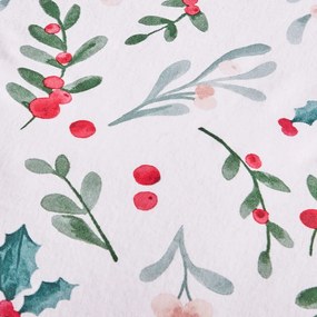Fehér-zöld egyszemélyes flanel ágyneműhuzat 135x200 cm Holly and Mistletoe – Catherine Lansfield