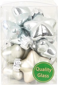 Üveg Csillag Bombák 4cm 12db Kék Menta