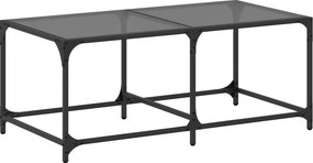 vidaXL acél dohányzóasztal fekete üveglappal 98,5 x 50 x 40 cm