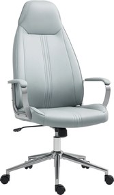HOMCOM Ergonomikus Irodai Szék Magasságállítható, Rázkódó Funkció, Forgatható Irodai Szék Kerekekkel, 68 x 65 x 119-128.5H cm, Szürke | Aosom