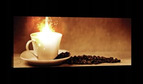 Vászonkép 145x45 Kávé csésze pár meleg energia aroma gabona csendélet
