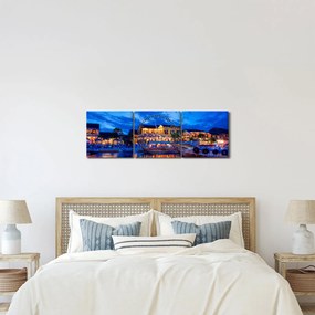 Egy kép Hoi An éjszakai városáról, Vietnam (órával) (90x30 cm)